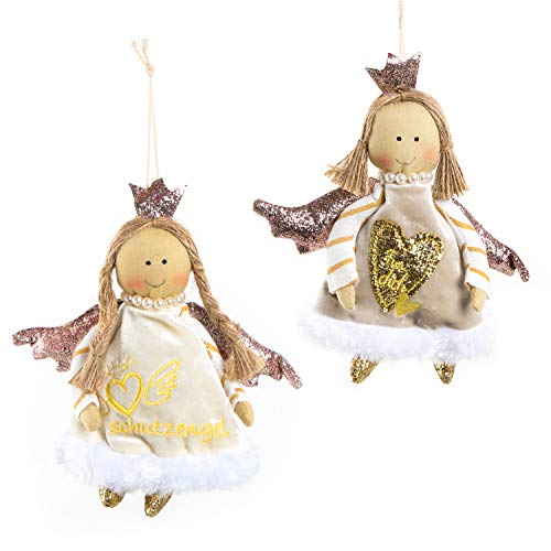 Logbuch-Verlag 2 Schutzengel Geschenk 15 cm Engel Anhänger Geburtstag Kleinigkeit Weihnachten Taufe Gold weiß von Logbuch-Verlag