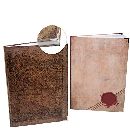 Logbuch-Verlag 2 große XXL Blankobücher für Ideen Notizen Skizzen - Vintage Notizbücher DIN A4 beige braun rot - Geschenkset Geschenk Geburtstag von Logbuch-Verlag