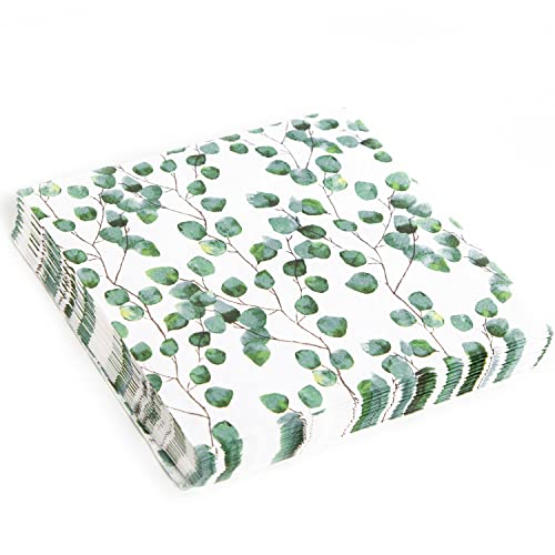 Logbuch-Verlag 20 Servietten Eukalyptusblätter grün weiß 33 x 33 cm Tischdeko Papierservietten Eukalyptus Blätter Hochzeit Taufe von Logbuch-Verlag