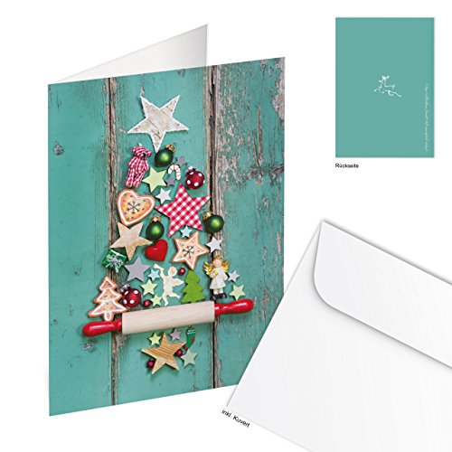 Logbuch-Verlag 20 Weihnachtskarten Klappkarten DIN A6 hochformat türkis bunt mit Kuvert - leer ohne Vorgaben - Grußkarte Weihnachten Weihnachtspost von Logbuch-Verlag