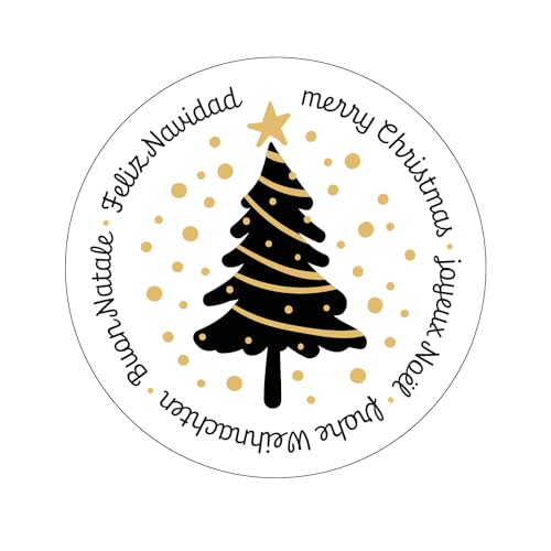 Logbuch-Verlag 200 Weihnachtsaufkleber auf Rolle Frohe Weihnachten Merry Christmas Weihnachts Sticker international schwarz gold Ø 5 cm Logbuch-Verlag 200 Weihnachtsaufkleber auf Rolle Frohe Weihnachten Merry Christmas Weihnachts Sticker international schwarz gold Ø 5 cm von Logbuch-Verlag