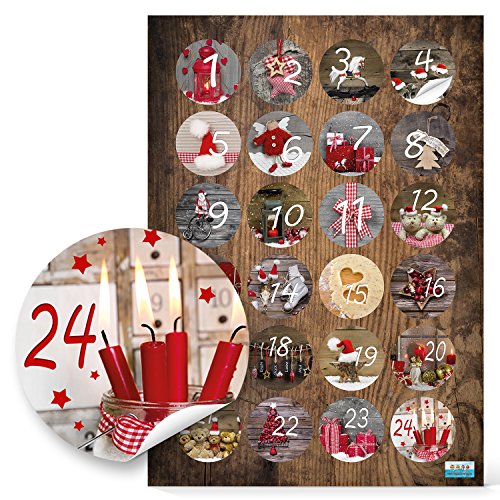 Zahlensticker Adventskalender, 24 Stück: Kalender Sticker Zahlen 1 bis 24, Aufkleber Nummern Weihnachten & Advent, Zahlenaufkleber Rund, Adventskalenderzahlen, Klebezahlen, Etiketten Ziffern, Ø 4 cm Zahlensticker Adventskalender, 24 Stück: Kalender Sticker Zahlen 1 bis 24, Aufkleber Nummern Weihnachten & Advent, Zahlenaufkleber Rund, Adventskalenderzahlen, Klebezahlen, Etiketten Ziffern, Ø 4 cm von Logbuch-Verlag