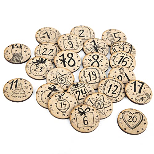 Logbuch-Verlag 24 Adventskalender Zahlen Holz 1-24 zum Aufkleben oder als Streudeko zu Weihnachten 4 cm rund Logbuch-Verlag 24 Adventskalender Zahlen Holz 1-24 zum Aufkleben oder als Streudeko zu Weihnachten 4 cm rund von Logbuch-Verlag
