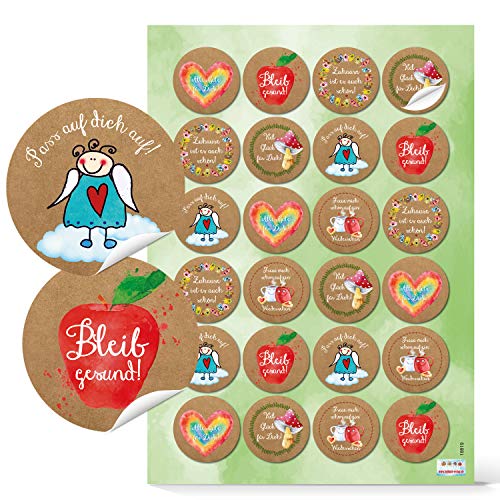 Logbuch-Verlag 24 Aufkleber 4 cm gute Wünsche Alles Gute Sticker Mut machen Motivation Kraft Glück Botschaft Geschenkaufkleber von Logbuch-Verlag