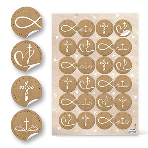 Logbuch-Verlag 24 Aufkleber mit christlichen Symbolen Fisch Kreuz Herz - Symbolaufkleber Kraftpapier für Kommunion Firmung Konfirmation Logbuch-Verlag 24 Aufkleber mit christlichen Symbolen Fisch Kreuz Herz - Symbolaufkleber Kraftpapier für Kommunion Firmung Konfirmation von Logbuch-Verlag