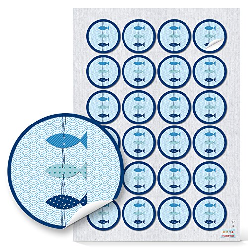 Logbuch-Verlag 24 Fische Sticker Aufkleber blau Kommunion Etiketten Verzierung Einladungskarten Taufe rund 4 cm Kinder Logbuch-Verlag 24 Fische Sticker Aufkleber blau Kommunion Etiketten Verzierung Einladungskarten Taufe rund 4 cm Kinder von Logbuch-Verlag