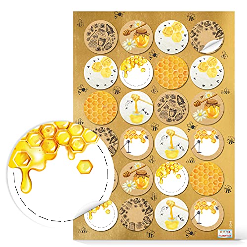 Logbuch-Verlag 24 Honigaufkleber rund selbstklebend 4 cm - Sticker für Honiggläser zum Beschriften - Aufkleber für Honig von Logbuch-Verlag