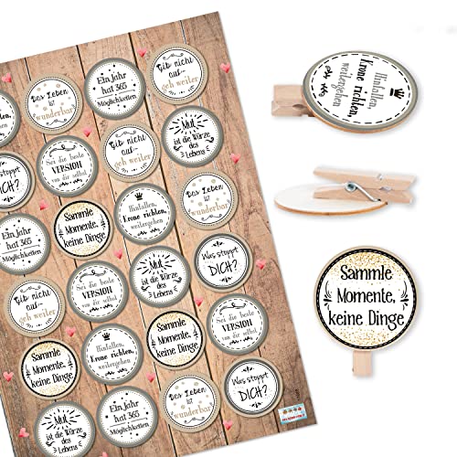 Logbuch-Verlag 24 Holzklammern mit Sprüche Aufkleber Motivationssprüche Sticker Klammer zum Geschenke verzieren Ø 4 cm Logbuch-Verlag 24 Holzklammern mit Sprüche Aufkleber Motivationssprüche Sticker Klammer zum Geschenke verzieren Ø 4 cm von Logbuch-Verlag