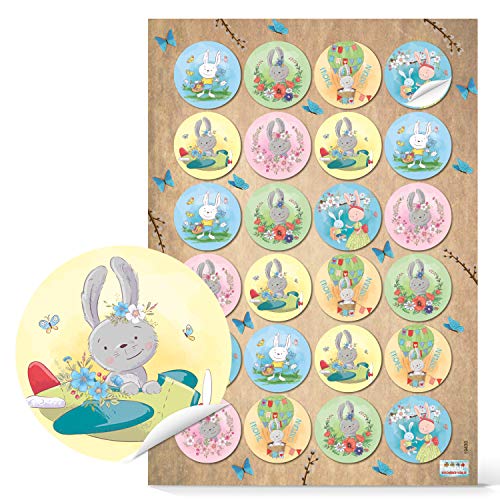 Logbuch-Verlag 24 Osterhasen Ostern Sticker Aufkleber bunt Osteraufkleber für Kinder - Verzierung Osternest & Ostergeschenke rund 4 cm von Logbuch-Verlag