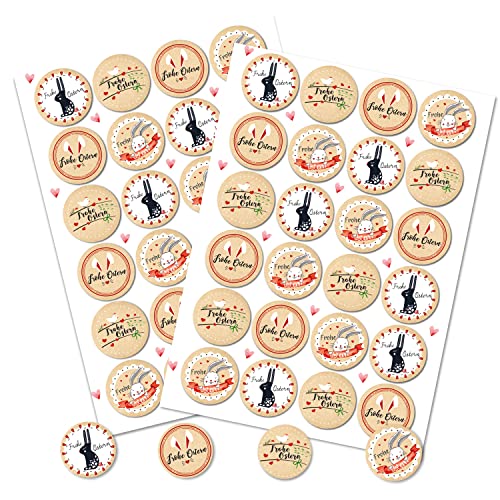 Logbuch-Verlag 48 Ostersticker mit Text Aufkleber Hase Frohe Ostern Ostergrüße Sticker 4 cm schwarz-weiß rot von Logbuch-Verlag