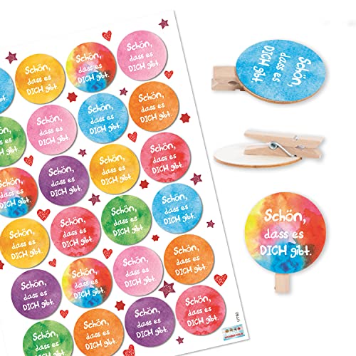 Logbuch-Verlag 24 Schön DASS es Dich gibt Klammern für Geschenke Geburtstag Kinder Holzklammern Deko Verpackung rund 4 cm Logbuch-Verlag 24 Schön DASS es Dich gibt Klammern für Geschenke Geburtstag Kinder Holzklammern Deko Verpackung rund 4 cm von Logbuch-Verlag