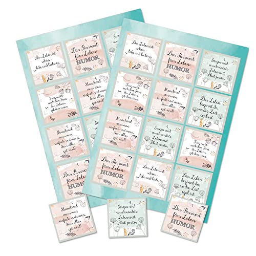 Logbuch-Verlag 24 Spruchaufkleber Motivation Geburtstag positiv Denken 6 x 6 cm rosé Ostern mintgrün von Logbuch-Verlag