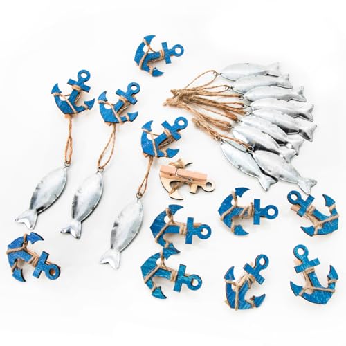 Logbuch-Verlag 24 Teile Set Maritime Deko Fische Anker Klammern Anhänger Silber blau Tischdeko Kommunion christlich religiös Logbuch-Verlag 24 Teile Set Maritime Deko Fische Anker Klammern Anhänger Silber blau Tischdeko Kommunion christlich religiös von Logbuch-Verlag