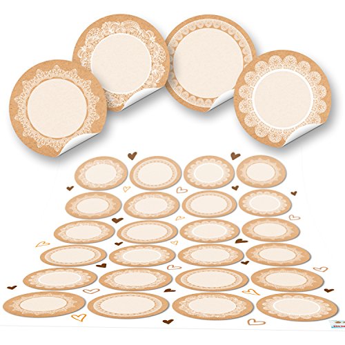 Logbuch-Verlag 24 blanko runde Aufkleber zum Beschriften Beschreiben Gewürzgläser Marmeladen Gläser Flaschen weiß beige Namensaufkleber von Logbuch-Verlag