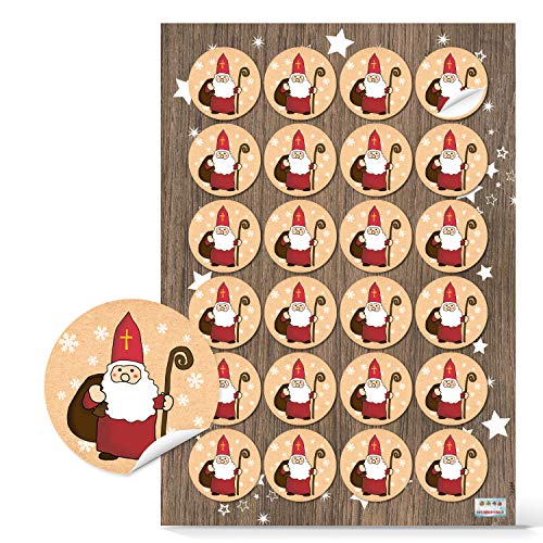 Logbuch-Verlag 24 kleine Nikolaus Aufkleber beige rot weiß - rund 4 cm - Nikolausaufkleber Weihnachtsmann Sticker als Verzierung für Nikolausgeschenke Logbuch-Verlag 24 kleine Nikolaus Aufkleber beige rot weiß - rund 4 cm - Nikolausaufkleber Weihnachtsmann Sticker als Verzierung für Nikolausgeschenke von Logbuch-Verlag