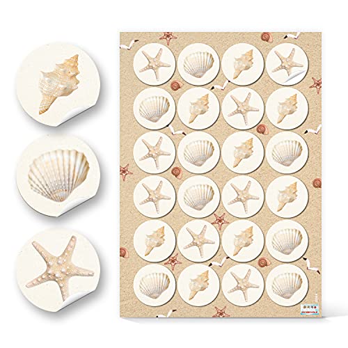 Logbuch-Verlag 24 maritime Aufkleber Muscheln Sticker beige natur sandfarben Geschenketiketten Meer Strand Dekosticker von Logbuch-Verlag