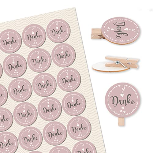 Logbuch-Verlag 24 Danke Sticker mit Holzklammer Gastgeschenke Verzierung Gäste Geschenk Kunden Klammer rund 4 cm Deko Logbuch-Verlag 24 Danke Sticker mit Holzklammer Gastgeschenke Verzierung Gäste Geschenk Kunden Klammer rund 4 cm Deko von Logbuch-Verlag