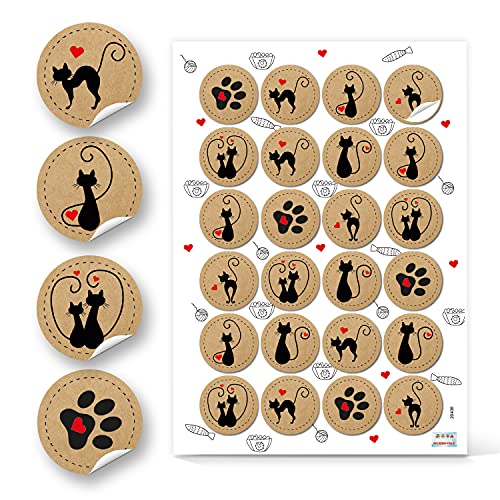 Logbuch-Verlag 24 runde Katzen Aufkleber natur schwarz rot - Tieraufkleber Katzensticker für Kinder rund 4 cm Logbuch-Verlag 24 runde Katzen Aufkleber natur schwarz rot - Tieraufkleber Katzensticker für Kinder rund 4 cm von Logbuch-Verlag
