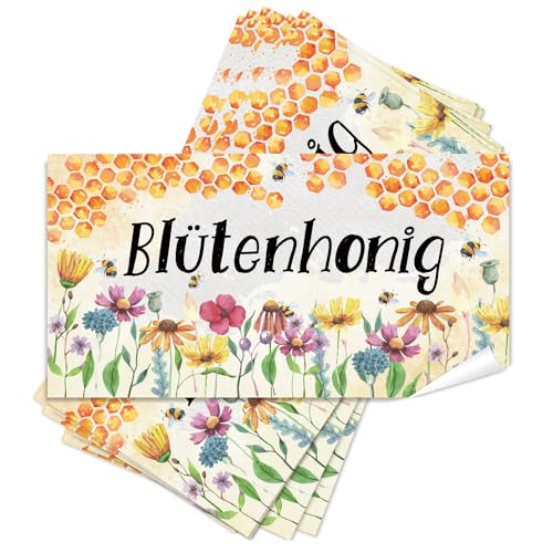 Logbuch-Verlag 25 Blütenhonig Aufkleber selbstklebende Etiketten für Honiggläser Blüten Honig Sticker für Imker 10 x 5 cm von Logbuch-Verlag