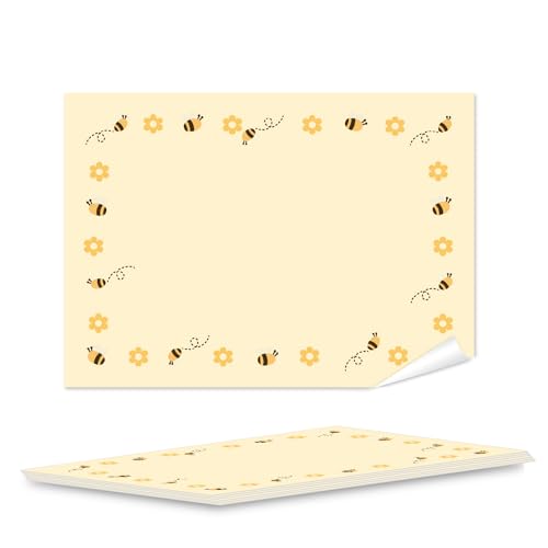 Logbuch-Verlag 25 Etiketten Aufkleber für Honig Gläser Honigaufkleber gelb mit Bienen 7,4 x 5,2 cm Sticker zum Beschriften von Logbuch-Verlag