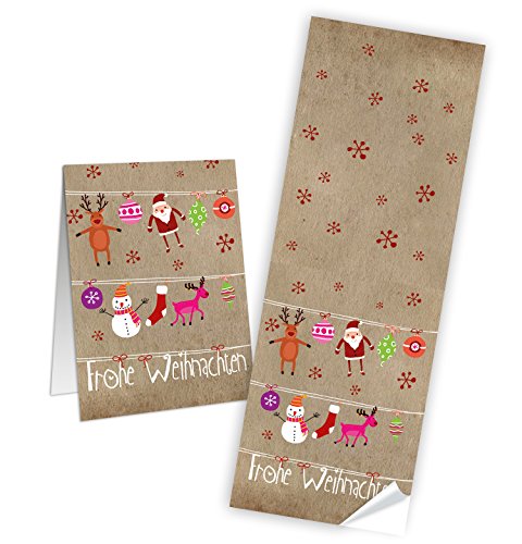 Logbuch-Verlag 25 Frohe Weihnachten Aufkleber 7 x 21 cm Banderole weihnachtlich Geschenke verpacken Kunden Kinder rot beige von Logbuch-Verlag