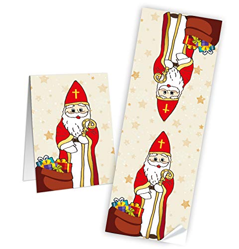 Logbuch-Verlag 25 Heiliger Nikolaus Aufkleber 7 x 21 cm rot Weihnachtsmann Santa Sticker Weihnachtsaufkleber selbstklebend von Logbuch-Verlag