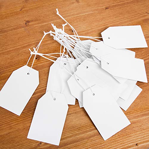 Logbuch-Verlag 25 Papieranhänger Kraftpapier Anhänger blanko Geschenkanhänger WEISS 9 x 5,5 cm Label kleine Schilder zum Aufhängen Etiketten Jute Schnur von Logbuch-Verlag