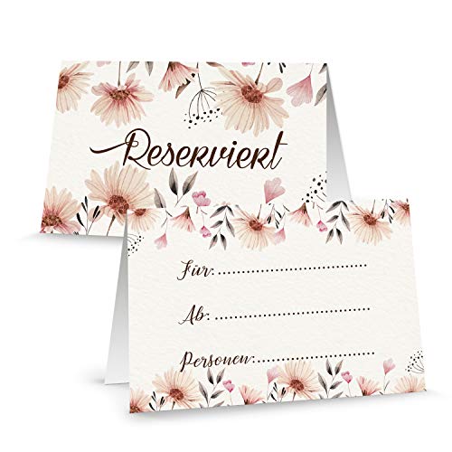 Logbuch-Verlag 25 Reserviert Schilder Blumen rosa beige floral - Tischreservierung Restaurant Hotel Tischkarte Gastronomie von Logbuch-Verlag