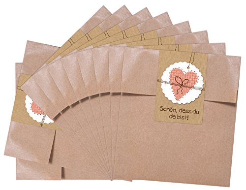 Logbuch-Verlag 25 braune Papiertüten Gastgeschenk Willkommensgeschenk Verpackung Schön, dass du da bist 13 x 18 cm von Logbuch-Verlag