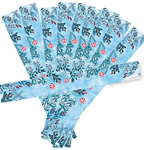 Logbuch-Verlag 25 große XXL Weihnachtsaufkleber 5 x 42 cm blau türkis als Verzierung für Weihnachtsverpackungen - lange Aufkleber für Weihnachtsschachteln von Logbuch-Verlag