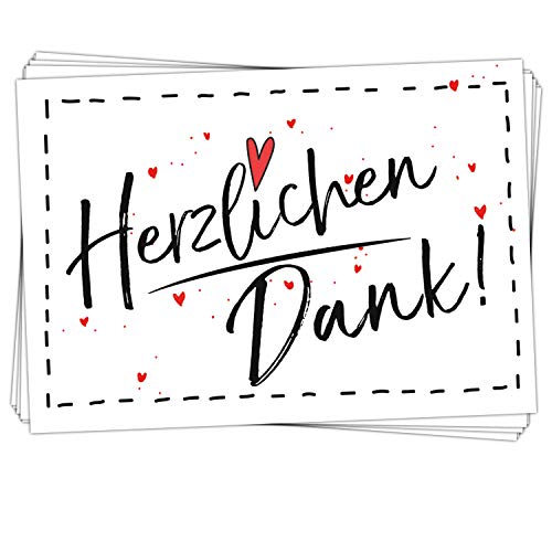 Logbuch-Verlag 25 kleine HERZLICHEN DANK Herz rot Aufkleber Sticker Etiketten 7 x 5 cm als Dankeschön weiß Herz von Logbuch-Verlag