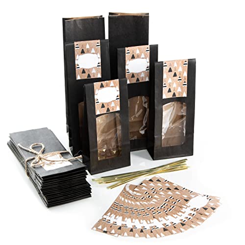 Logbuch-Verlag 25 schwarze Standbodenbeutel für 250-500 g Inhalt - weihnachtliche Papiertüte mit Sichtfenster 26,5 x 8,5 x 5 cm Logbuch-Verlag 25 schwarze Standbodenbeutel für 250-500 g Inhalt - weihnachtliche Papiertüte mit Sichtfenster 26,5 x 8,5 x 5 cm von Logbuch-Verlag