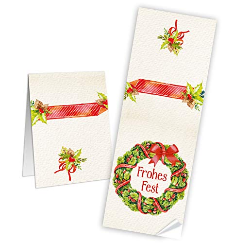 Logbuch-Verlag 25 weihnachtliche Aufkleber Text Frohes Fest Weihnachtsaufkleber Banderolen für Geschenke Verpackung 7 x 21 cm von Logbuch-Verlag