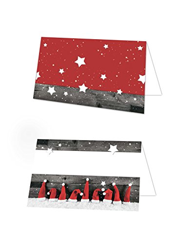 Logbuch-Verlag 25 weihnachtliche Namensschilder rot grau weiß mit Nikolausmützen - Tischkarten Tischdeko Weihnachten Nikolaustag Weihnachtsfeier von Logbuch-Verlag