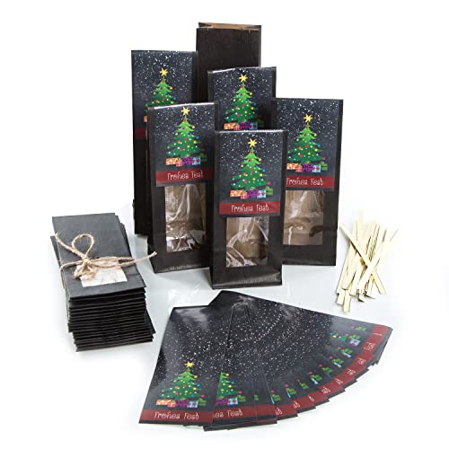 Logbuch-Verlag 25 weihnachtliche Papiertüten mit transparentem Sichtfenster 8,5 x 26,5 x 5 cm - Verpackung für Kekse Weihnachtsplätzchen von Logbuch-Verlag