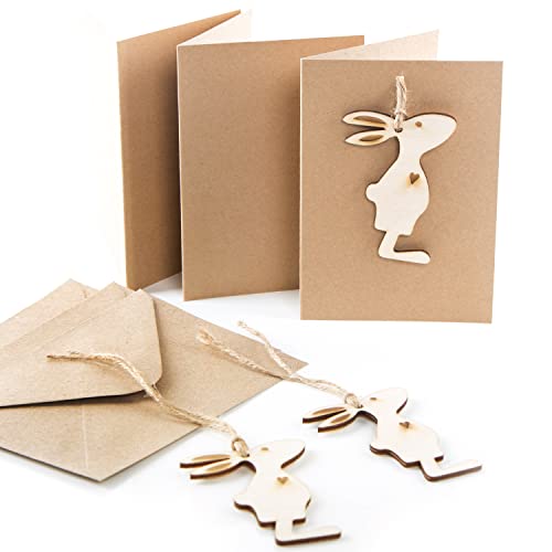 Logbuch-Verlag 3 Grußkarten Ostern mit Osterhase aus Holz - Osterkarte Klappkarte aus Kraftpapier mit Kuvert Logbuch-Verlag 3 Grußkarten Ostern mit Osterhase aus Holz - Osterkarte Klappkarte aus Kraftpapier mit Kuvert von Logbuch-Verlag
