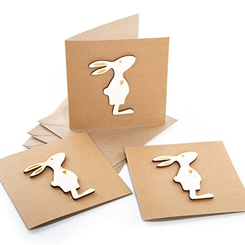 Logbuch-Verlag 3 Osterkarten mit Osterhase aus Holz - Klappkarte leer zum Beschriften mit Kuvert - Grußkarte Ostern 15 x 15 cm Logbuch-Verlag 3 Osterkarten mit Osterhase aus Holz - Klappkarte leer zum Beschriften mit Kuvert - Grußkarte Ostern 15 x 15 cm von Logbuch-Verlag