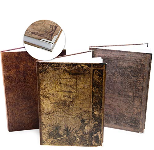 Logbuch-Verlag 3 XXL Notizbücher DIN A4 Blanko + liniert - leere Bücher Vintage Nostalgie Look als Geschenk Tagebuch Skizzenbuch Malbuch Ideenbuch von Logbuch-Verlag