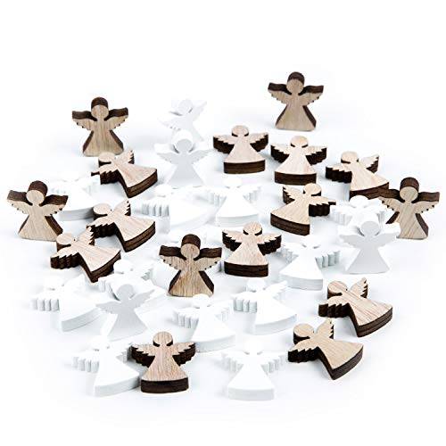 Logbuch-Verlag 30 kleine mini Holz Engel 2,5 cm Deko Weihnachten Streuteile weiß Natur Geschenk Kinder zum Streuen von Logbuch-Verlag