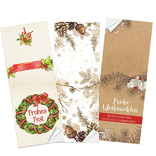 Logbuch-Verlag 30 lange Weihnachtsaufkleber mit Text - weihnachtliche Aufkleber zum Beschriften als Verschluss Verzierung für Verpackungen von Logbuch-Verlag