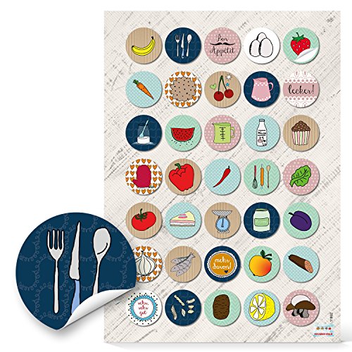Logbuch-Verlag 35 Sticker Küche Essen Kinder Obst Gemüse Aufkleber Ernährung rund 3,2 cm für eigene Rezeptbücher zum Verzieren Logbuch-Verlag 35 Sticker Küche Essen Kinder Obst Gemüse Aufkleber Ernährung rund 3,2 cm für eigene Rezeptbücher zum Verzieren von Logbuch-Verlag