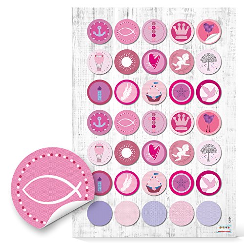 Logbuch-Verlag 35 Kindersticker rosa pink Aufkleber Kommunion Fische Anker Taufe Geburtstag Kinderaufkleber Mädchen rund 3 cm Logbuch-Verlag 35 Kindersticker rosa pink Aufkleber Kommunion Fische Anker Taufe Geburtstag Kinderaufkleber Mädchen rund 3 cm von Logbuch-Verlag