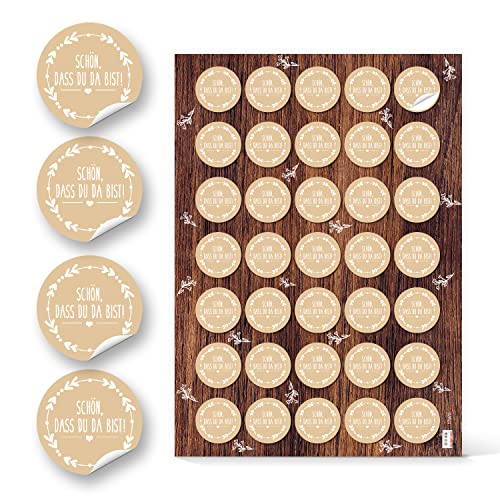 Logbuch-Verlag 35 Sticker Schön dass du da bist 3,2 cm klein naturfarben weiß Hochzeit Tischkarten Logbuch-Verlag 35 Sticker Schön dass du da bist 3,2 cm klein naturfarben weiß Hochzeit Tischkarten von Logbuch-Verlag