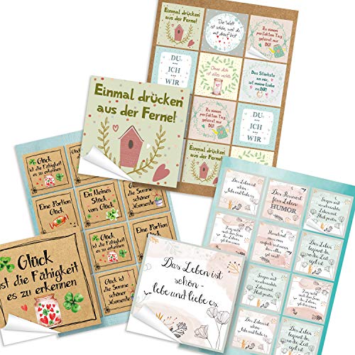 Logbuch-Verlag 36 Sprüche Aufkleber positive Geburtstag Spruchaufkleber Mut Liebe Geburtstagsaufkleber Geschenkaufkleber quadratisch 6 x 6 cm von Logbuch-Verlag