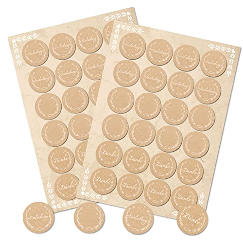 Logbuch-Verlag 48 Aufkleber SET EINLADUNG DANKE + leere Sticker Kraftpapier Fisch Motiv Taufe Kommunion Hochzeit Feier von Logbuch-Verlag