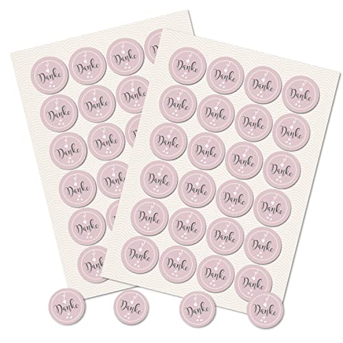 Logbuch-Verlag 48 Danke Etiketten rosa grau grau Herzen - Dankeschön Geschenke Gastgeschenke Kunden Sticker rund Ø 4 cm von Logbuch-Verlag
