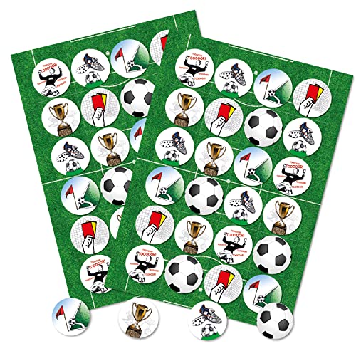 Logbuch-Verlag EM 2024 Deko 48 Fußball Aufkleber Sticker Etiketten selbstklebend Fußballsticker für Kinder Europameisterschaft Geburtstag Basteln Ø 4 cm von Logbuch-Verlag