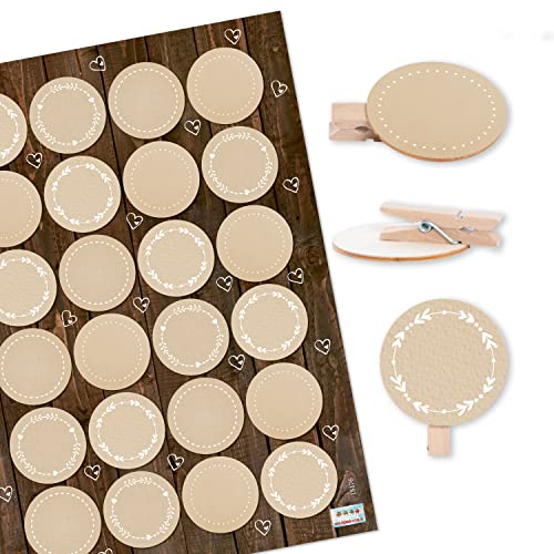 Logbuch-Verlag 48 Klammern aus Holz mit Blanko Aufkleber zum Beschriften beige Holzklammern Namensschild Tischdekoration Hochzeit 4 cm Logbuch-Verlag 48 Klammern aus Holz mit Blanko Aufkleber zum Beschriften beige Holzklammern Namensschild Tischdekoration Hochzeit 4 cm von Logbuch-Verlag