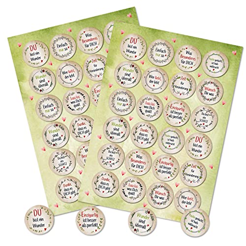 Logbuch-Verlag 48 Sprücheaufkleber Geburtstag Liebe Freunde Mut positive Sprüche Motivationsaufkleber rund 4 cm Logbuch-Verlag 48 Sprücheaufkleber Geburtstag Liebe Freunde Mut positive Sprüche Motivationsaufkleber rund 4 cm von Logbuch-Verlag