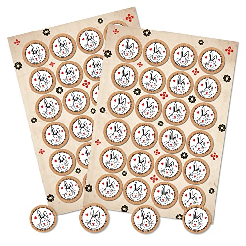 Logbuch-Verlag 48 Osterhasenaufkleber braun rot weiß - Verzierung für Ostergeschenke & Osternest - Geschenkaufkleber Ostern von Logbuch-Verlag